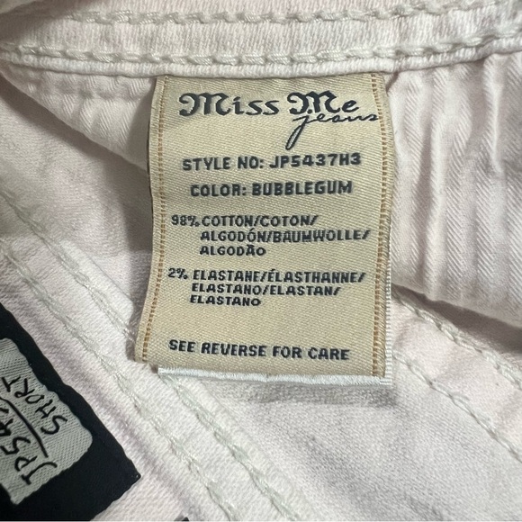 Miss Me Light Pale Pink Embellished Denim Shorts White Label Size 27 Distressed - Picture 8 of 14